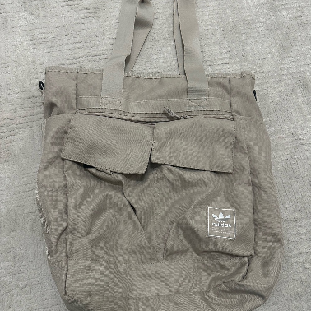 adidas women's Taupe Tote Bag with Front Pockets